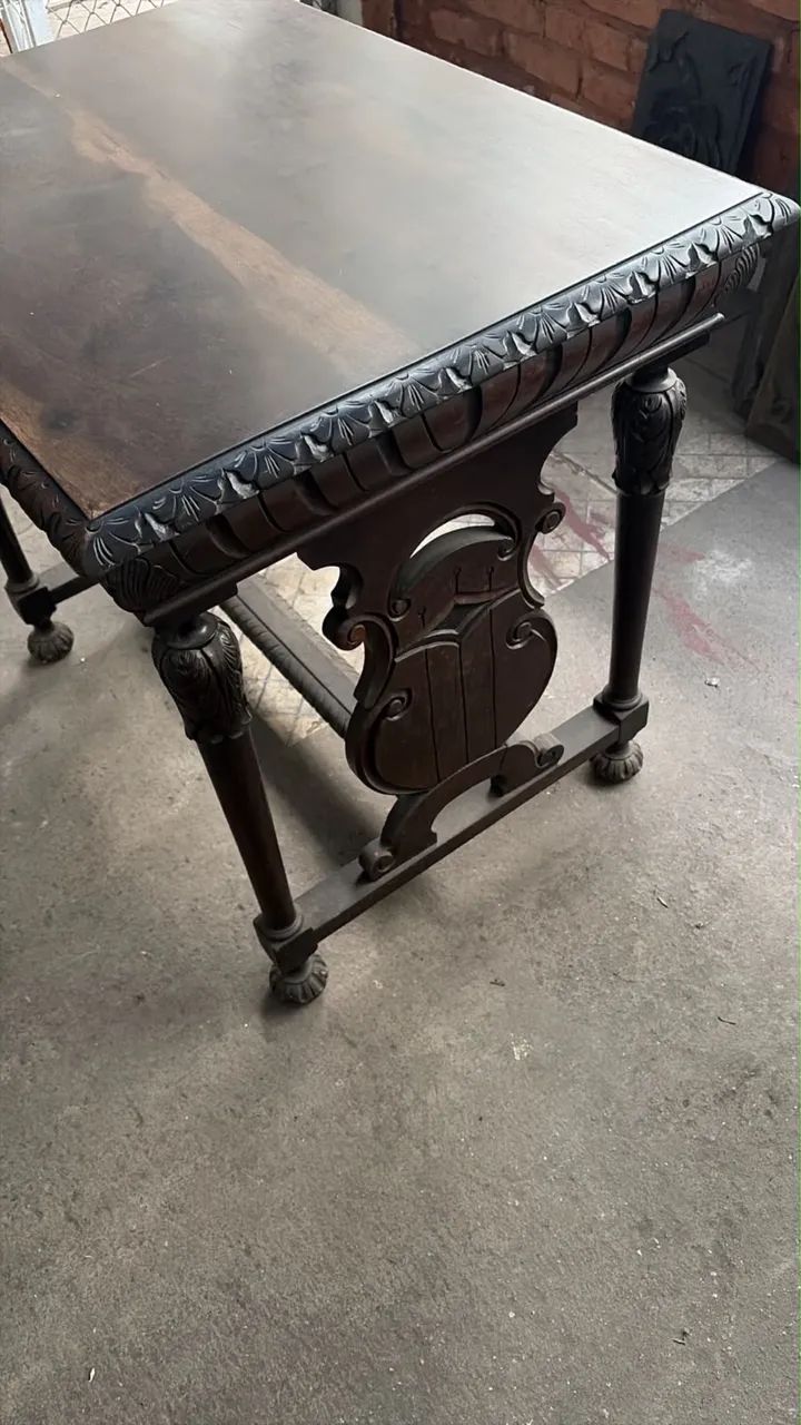 Mesa Estilo Gótico Vitoriano de carvalho ebonizado - Foto 3