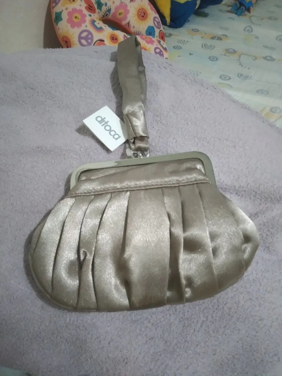 BOLSA DE FESTA CETIM PRATA - Foto 2