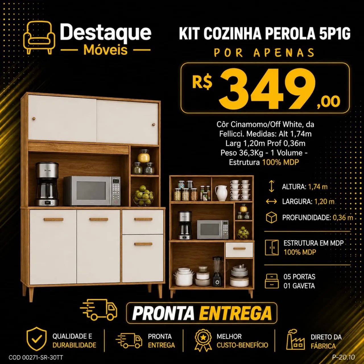 Armário de cozinha Pérola 