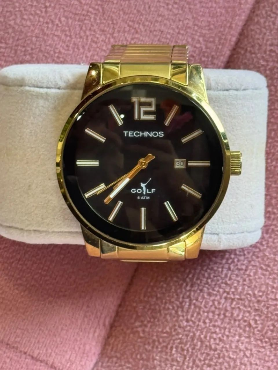 Relógio Technos Golf dourado com mostrador preto - Foto 5