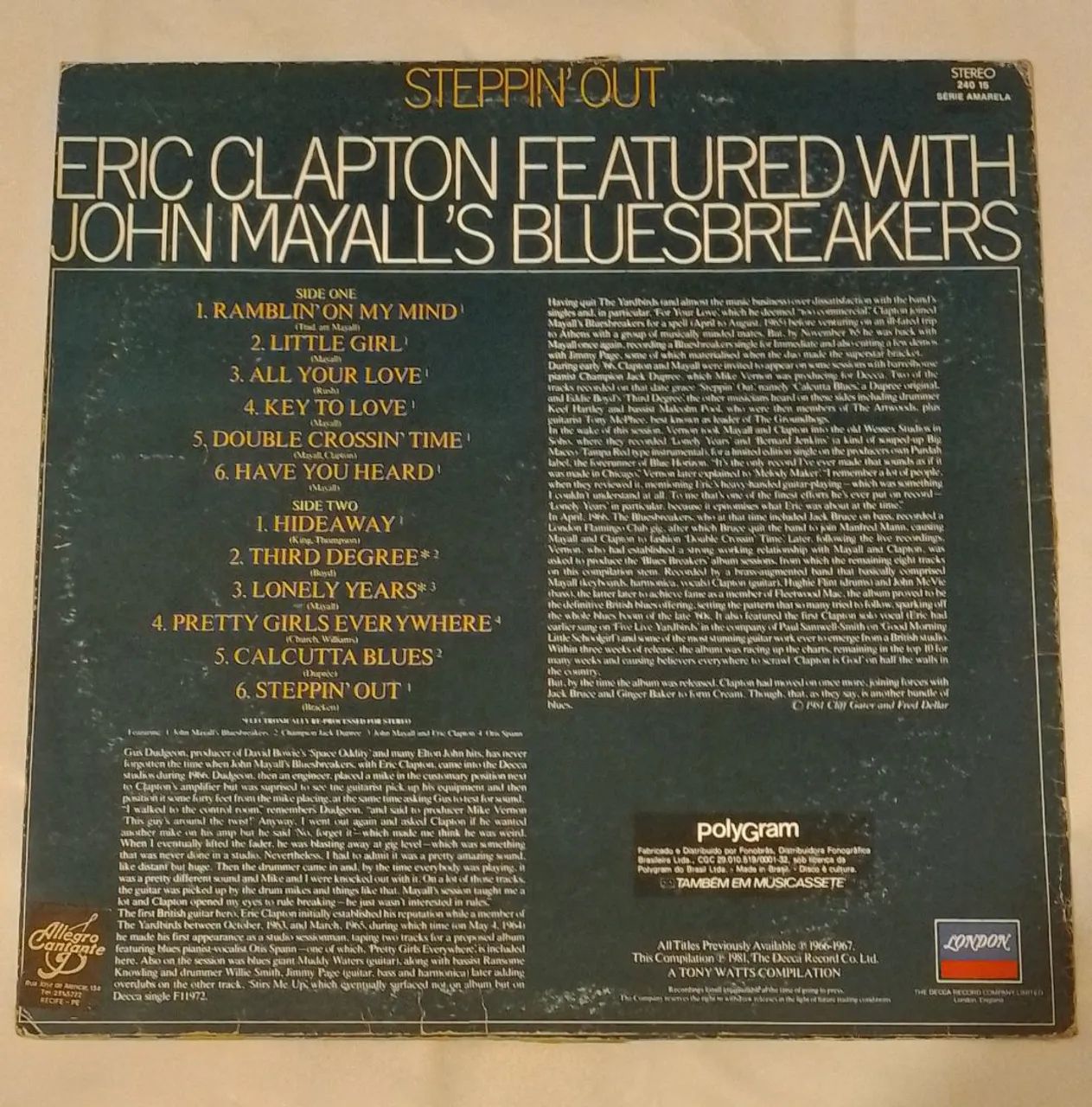  Eric Clapton - Steppin Out LP Disco Vinil (VG+) - Foto 2