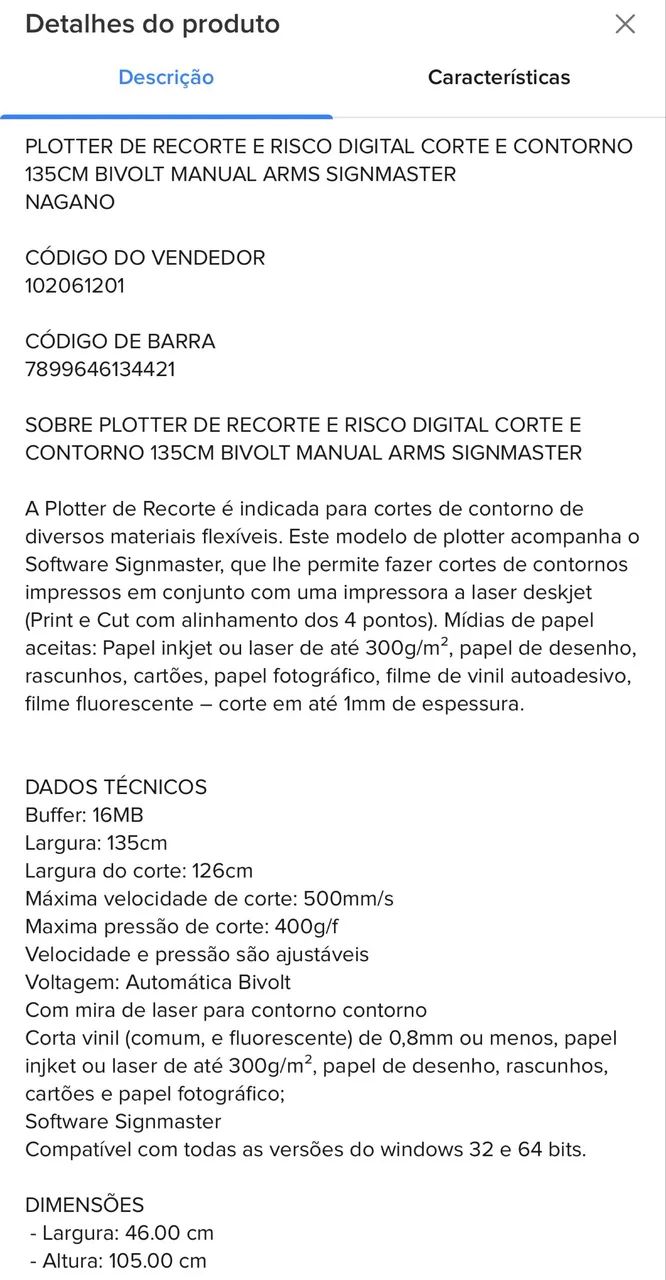 Plotter de Recorte Profissional 1,37m - Nova, Nunca Usada, na Caixa - Foto 5