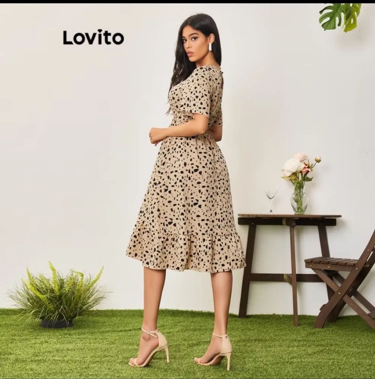 Vestido casual leopardo (cáqui) - Foto 2