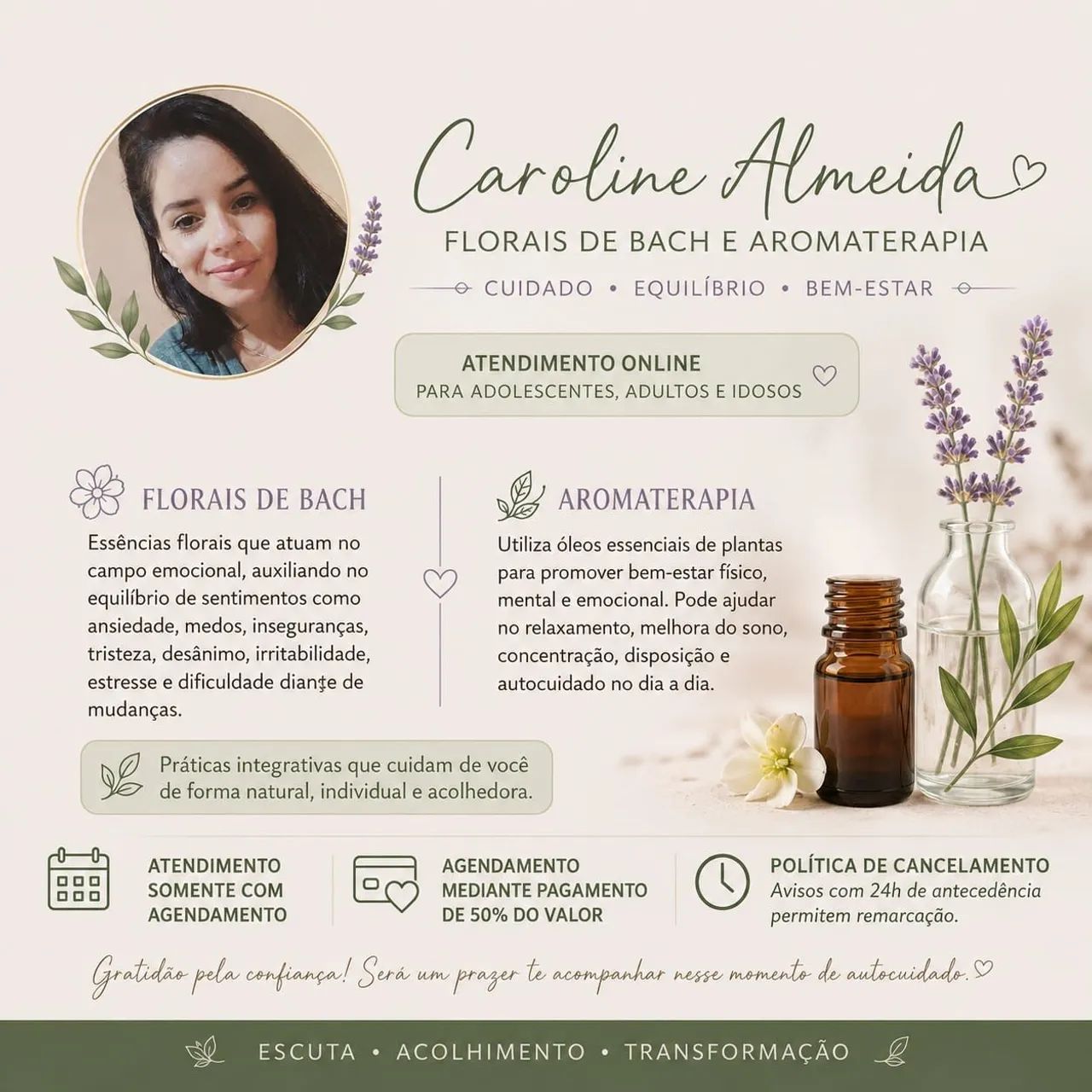 Atendimento online Florais e Aromaterapia 
