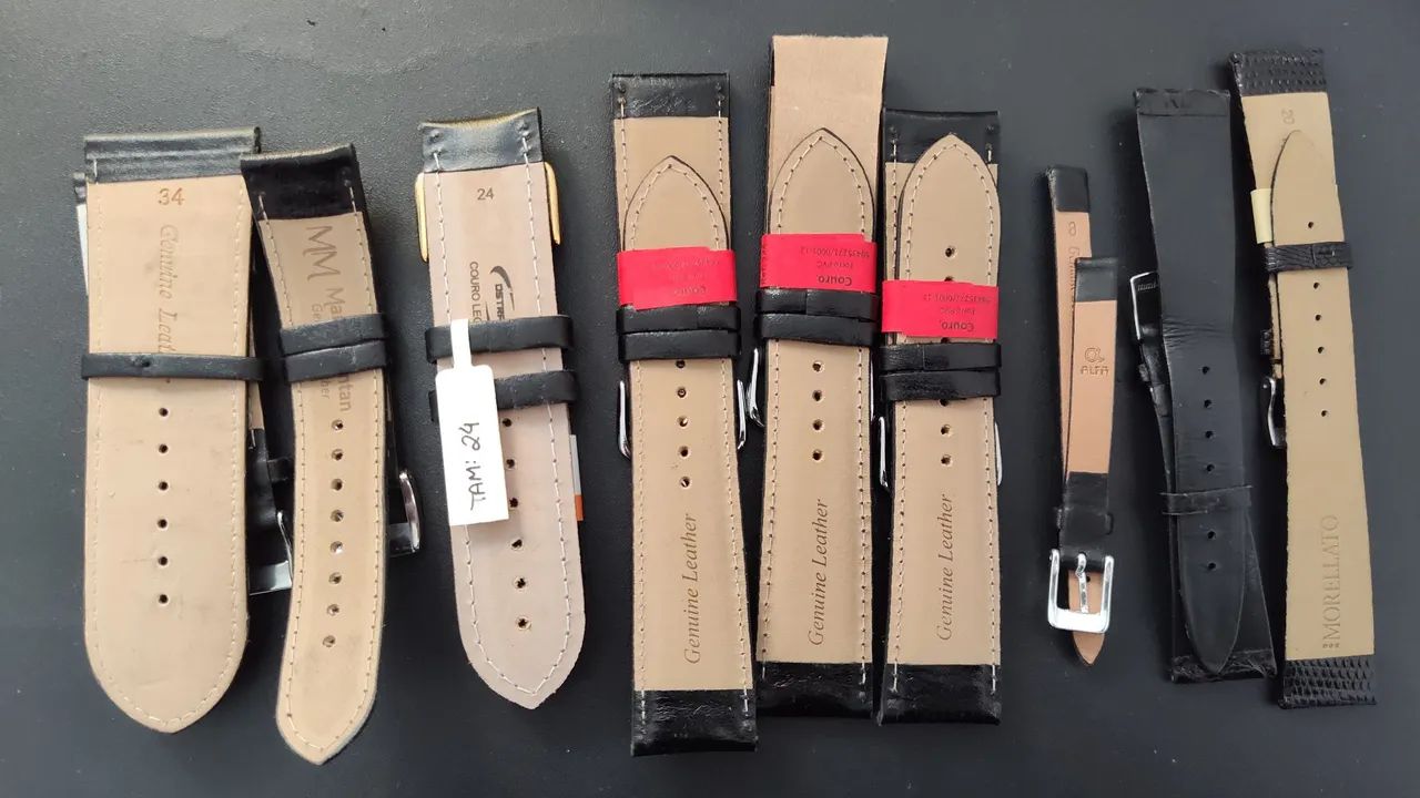 pulseiras relógio couro preto diversos tamanhos  - Foto 2