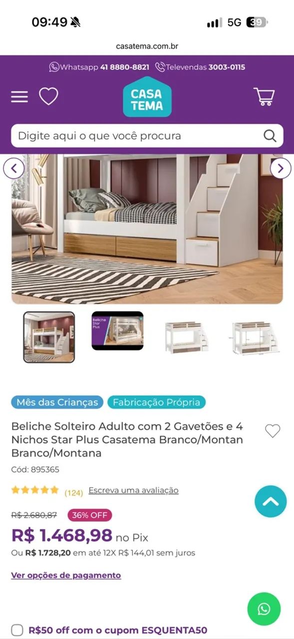 Beliche com escada e gavetões  - Foto 4