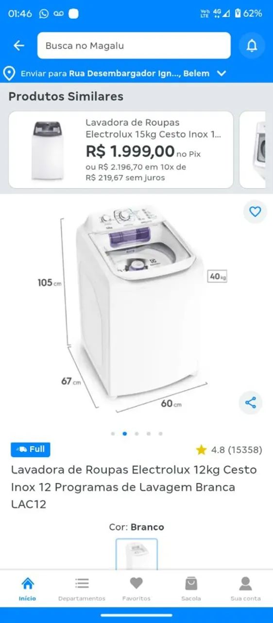 Lavadora Eletrolux 12k