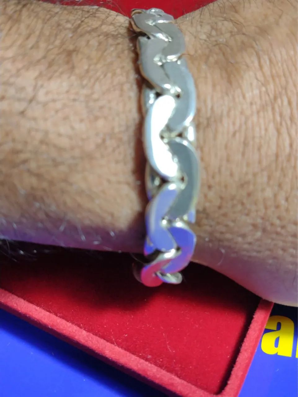 Pulseira de Prata 950 Direito Esquerda 55 Gramas 10 mm 22 Cm Grossa - Foto 4