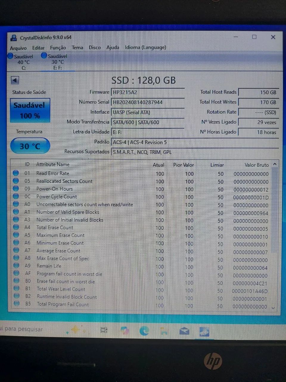 SSD COM 18 HORAS DE USO E WINDOWS 10 - Foto 3