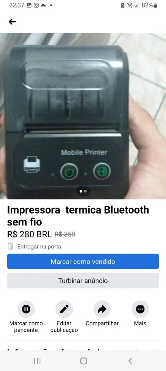 impressora térmica Bluetooth mobile printer sem fio - Foto 2
