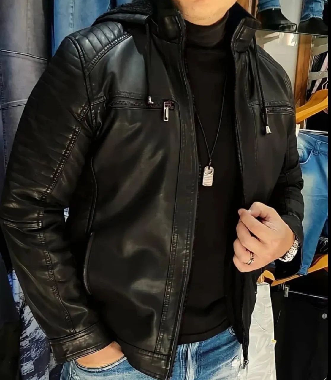 Jaqueta masculina couro P ao GG - Foto 2