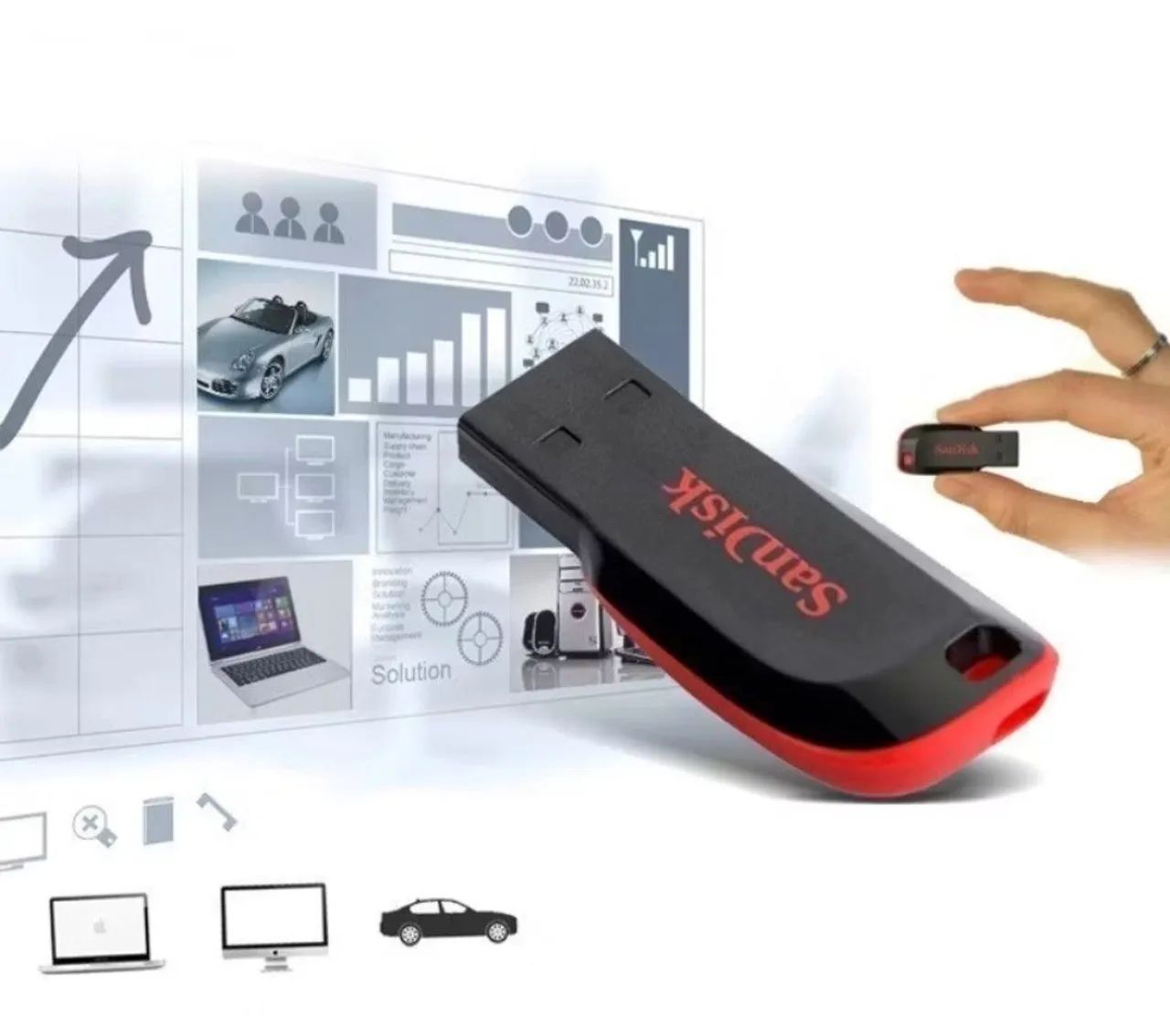 Pendrive pen drive 64GB Sandisk Cruzer Blade USB Flash 2.0 PC Notebook e Som original - Foto 3
