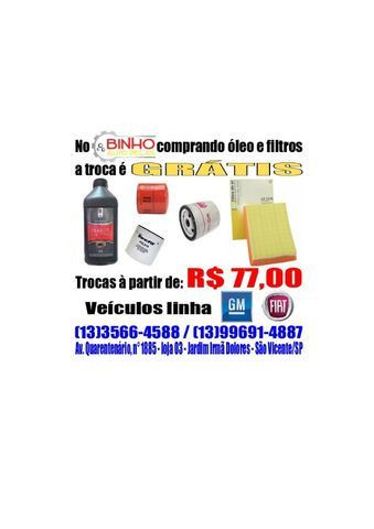 Troca de oleo e filtro gratis