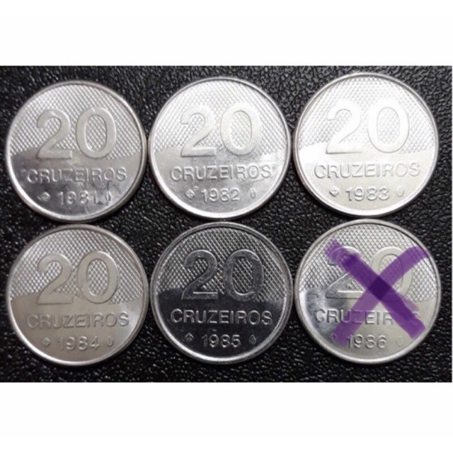 Lote Cruzeiros 1979 a 1985-100 moedas