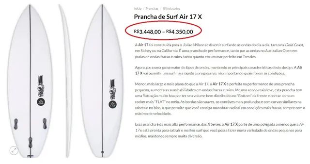 Prancha Surf Js Air 17 Performer Deck Fcs Pigmentada semi nova