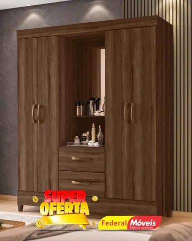 Guarda Roupa 4 Portas 2 Gavetas Espelho Direto da Fabrica Fazemos Entrega