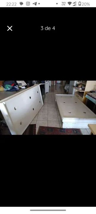 Cama de solteiro com bicama, padrão marcenaria, madeira 88 cm - Foto 2