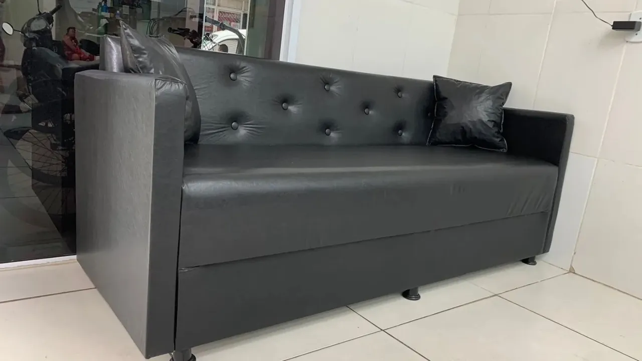 Poltrona de Espera (Recepção) em Corino Preto Novos de Fábrica! Pague na entrega