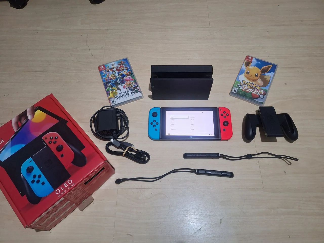 Nintendo Switch completo com dois jogos