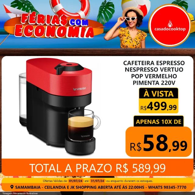 Cafeteira espresso nespresso vertuo pop vermelho pimenta 220v