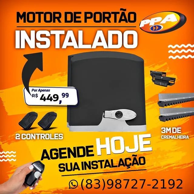 MOTOR PÁRA PORTÃO PPA 400kg, **  com instalação inclusa 