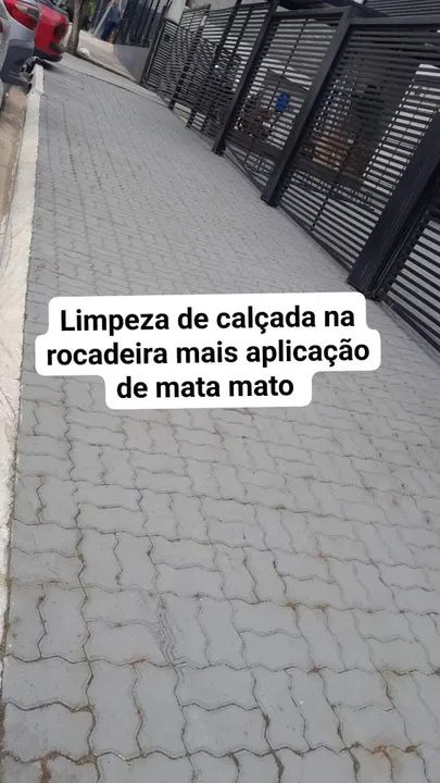 Limpeza de calçadas mais aplicação de mata mato 