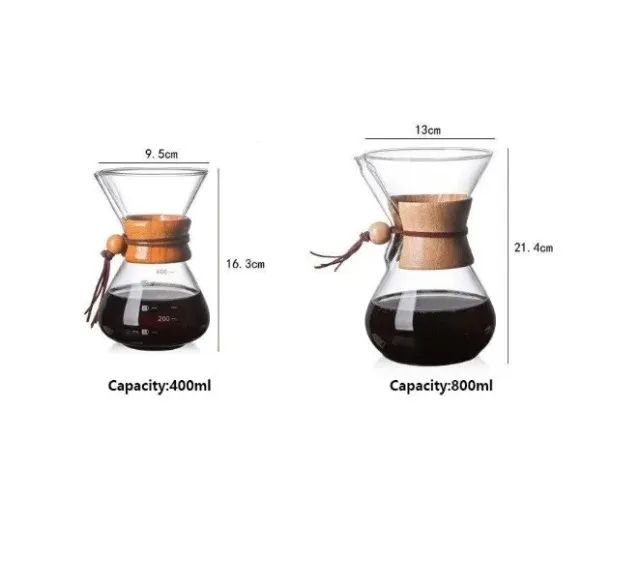 Cafeteira Método Chemex 800 ml Gola Madeira e Couro Legítimo com Filtro de Café Inox - Foto 5