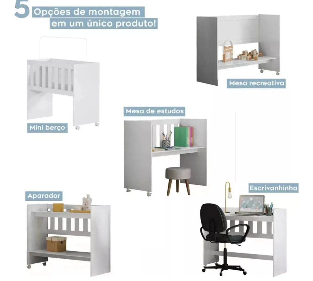 Mini berço multifuncional com colchão 100% MDF - Foto 2