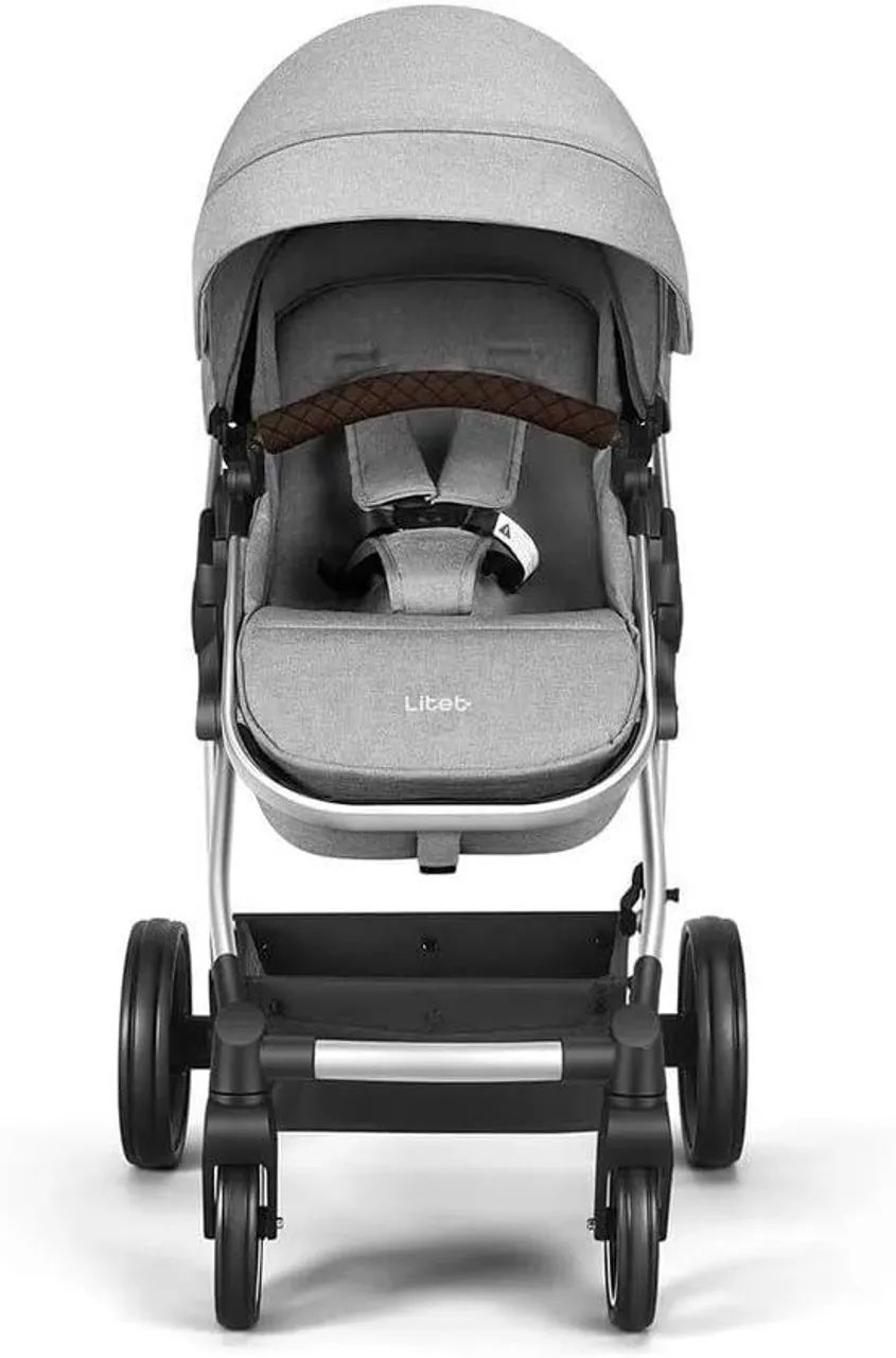 Carrinho Na Caixa Passeio 2 em 1 Assento Moisés 0-15 Kg Litet Jazz Cinza - Foto 3