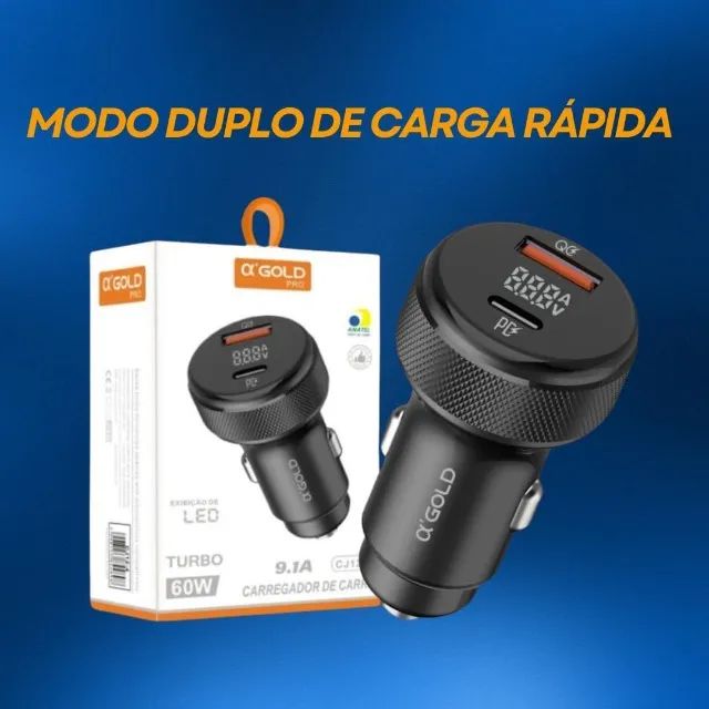 Combo Veicular 2 em 1: Carregador Turbo + Suporte Celular para Carro (Pronta Entrega) - Foto 3