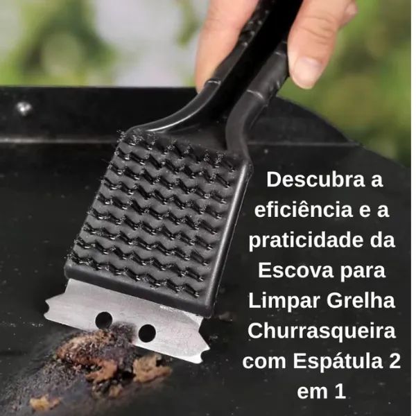 Kit Churrasco  3 peças  Pegador articulado, Espatula para steak,Escova para grelha 2x1 - Foto 3