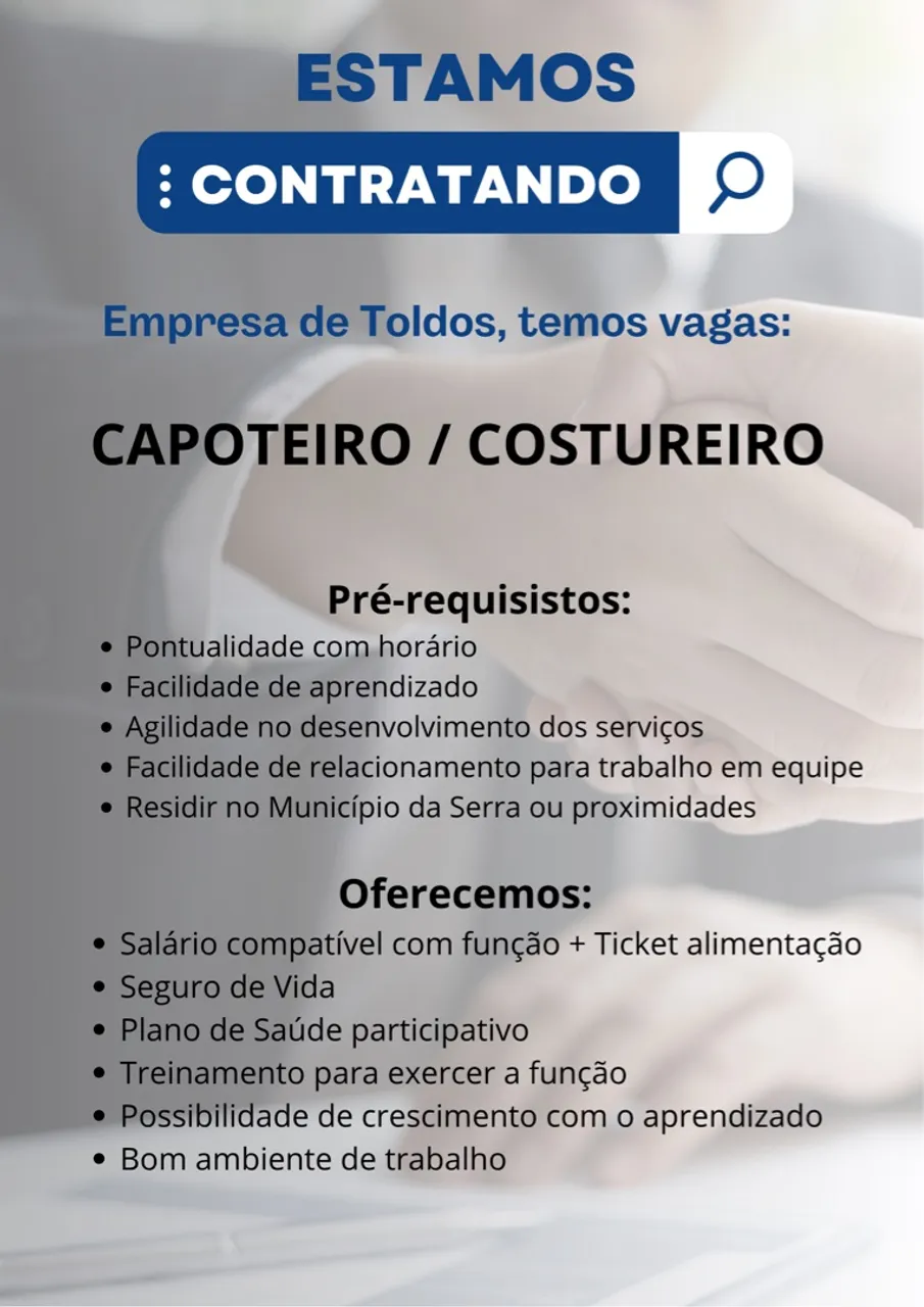 Vaga de Capoteiro ou costureiro