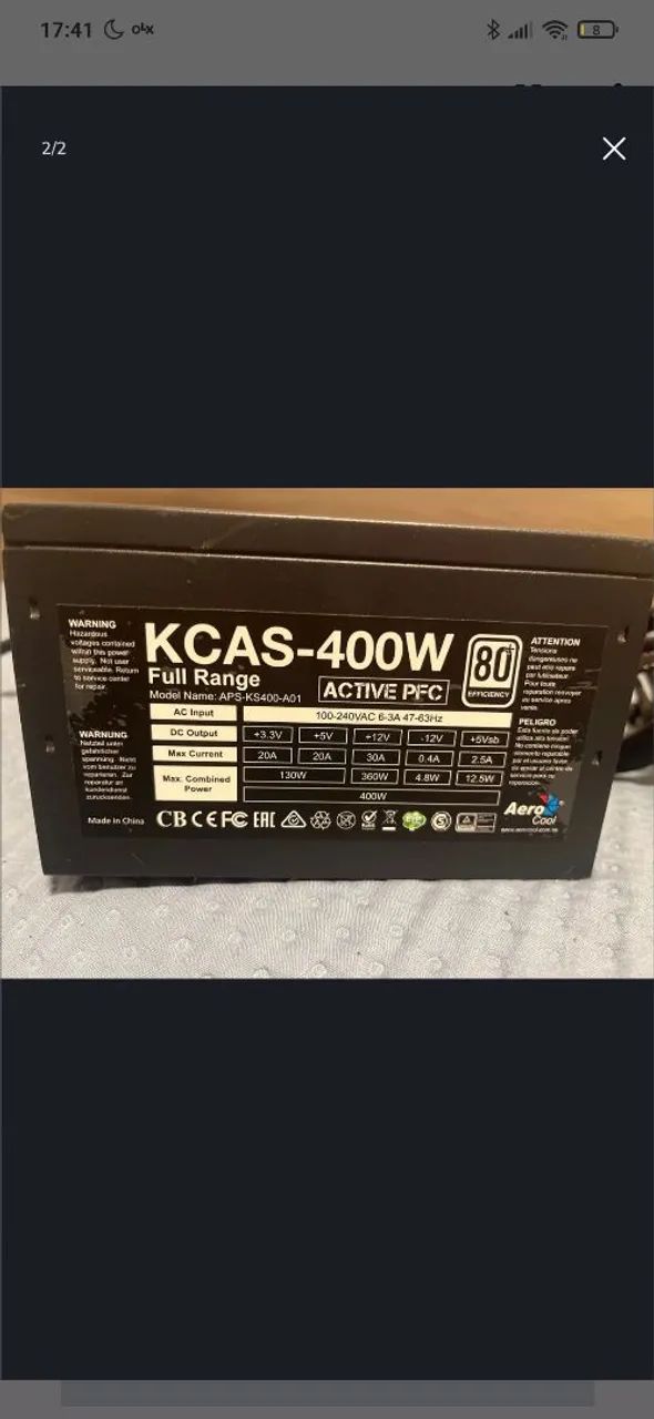 Fonte AeroCool Kcas 400w Full Range - Foto 2