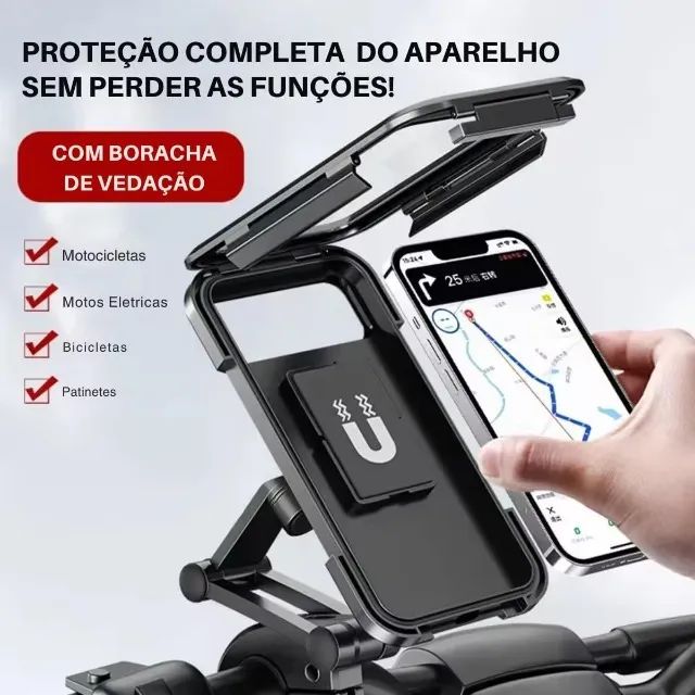 Suporte Celular Moto Bike Bicicleta Guidão Prova D'água Universal  Antiqueda Antifurto - Foto 6