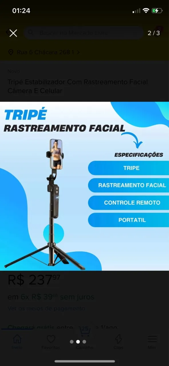 Tripé Estabilizador com Rastreamento Facial e Controle Remoto