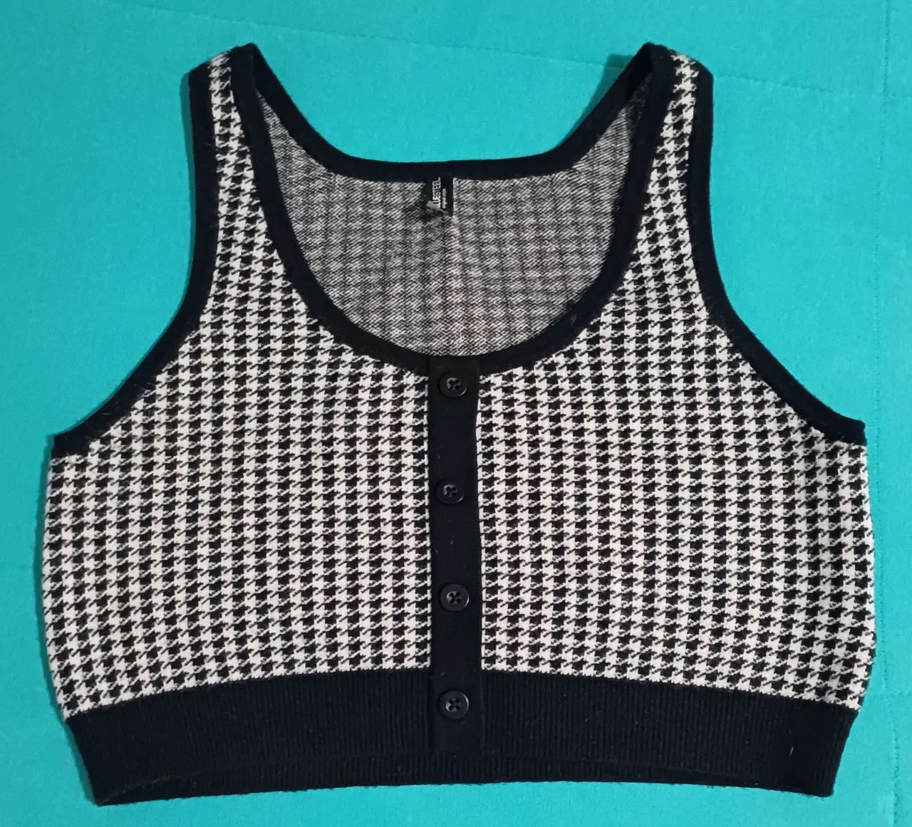 Top Cropped Tricot Houndstooth