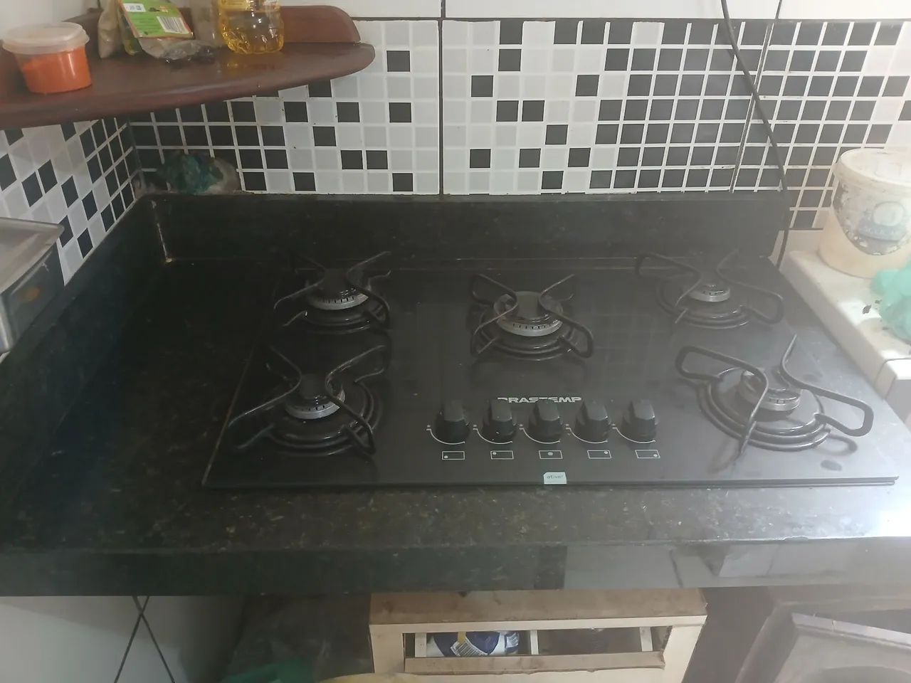 Cooktop 5 bocas com pedra de marmore