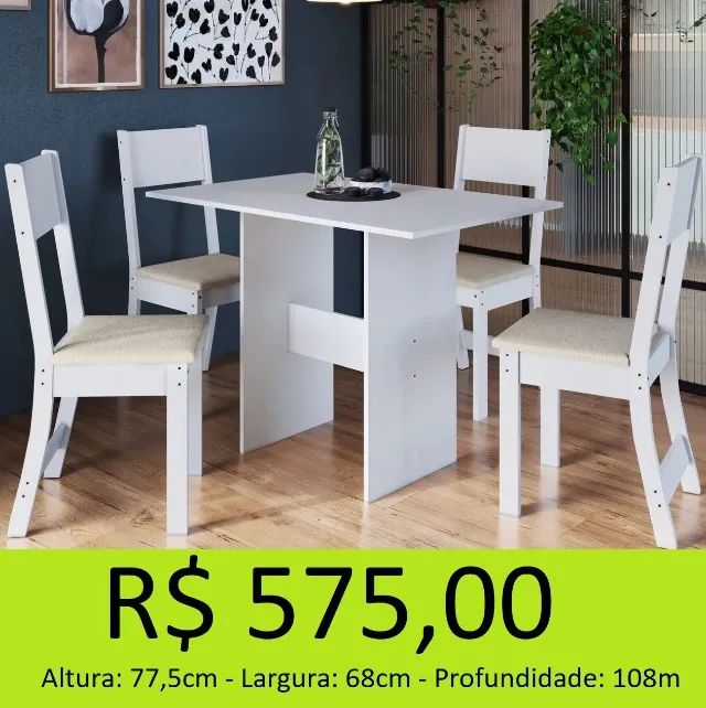 Mesa com 4 cadeiras - frete fixo 29,00
