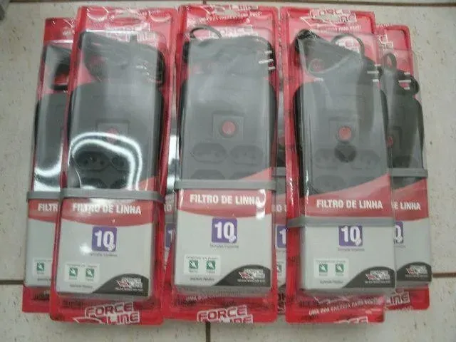 Filtro de Linha 10 Tomadas Profissional ABS Preto Force Line