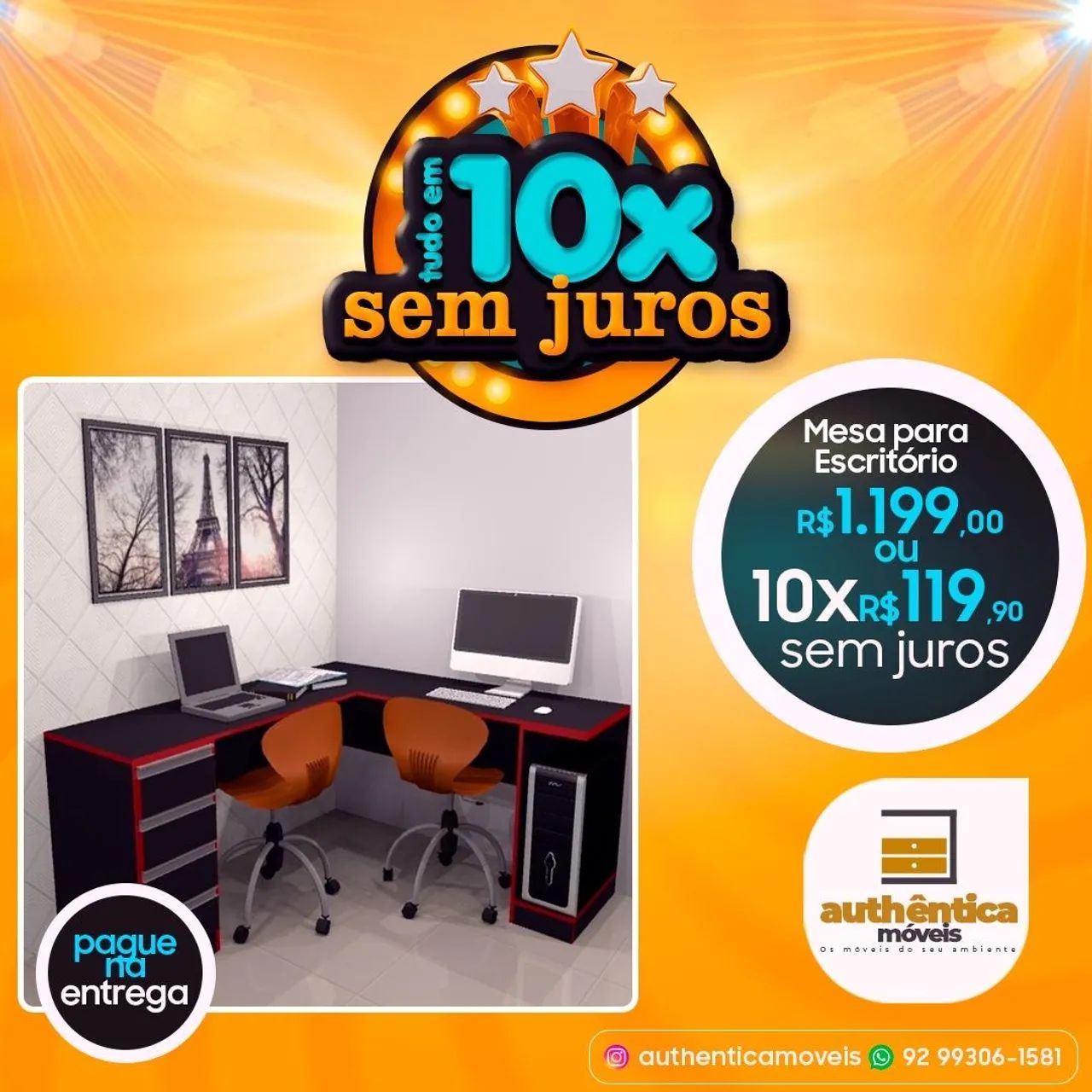 Mesa de Escritório Gamer - 10x sem juros!