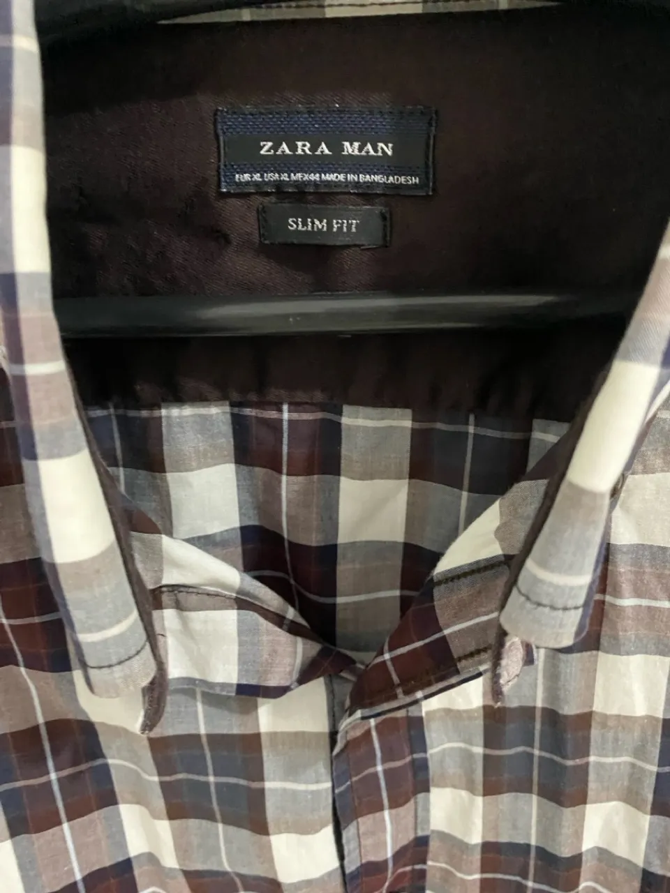 Camisa Zara Man Xadrez Slim Fit