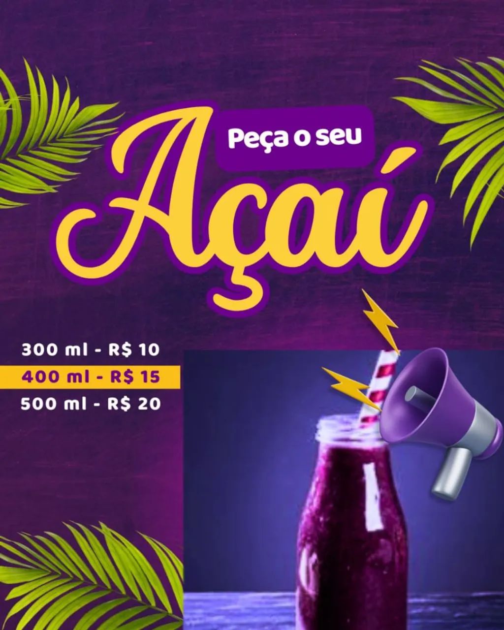 AÇAÍ NA GARRAFA BATIDO!  
