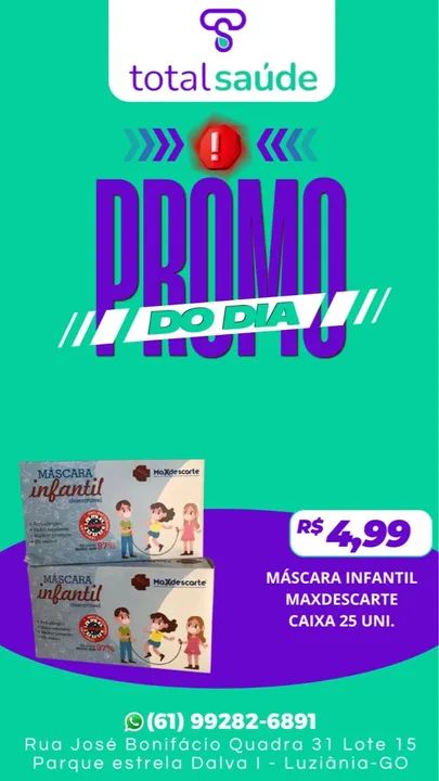 Máscara Infantil Maxdescarte - Caixa com 25 unidades - Promoção!
