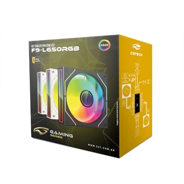 Kit Cooler Fan F9 ARGB + Controlador - Branco- C3 Tech - NOVO - Foto 4