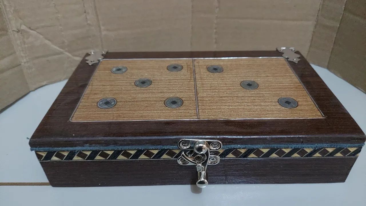 Caixa de domino artesanal pedras grandes - Foto 3