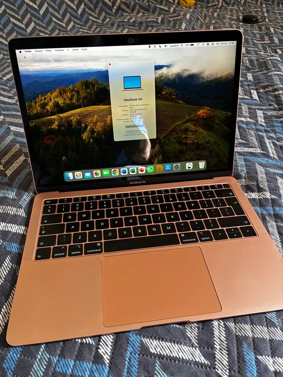 MacBook Air 13 A1932 polegadas 16gb 256gb Intel 2019 Gold