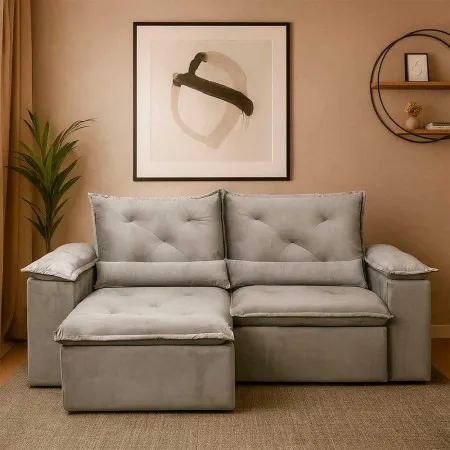 Sofá Living 3 lugares com design moderno e elegante, perfeito para sua sala. 