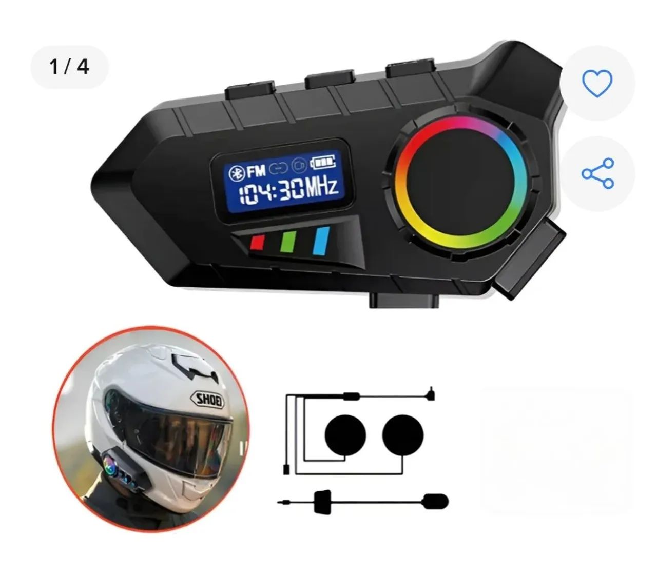 intercomunicador ou fone de ouvido Bluetooth para capacete de motocicleta - Foto 3
