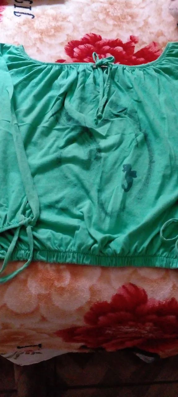 Blusa manga 3/4 verde tamanho G