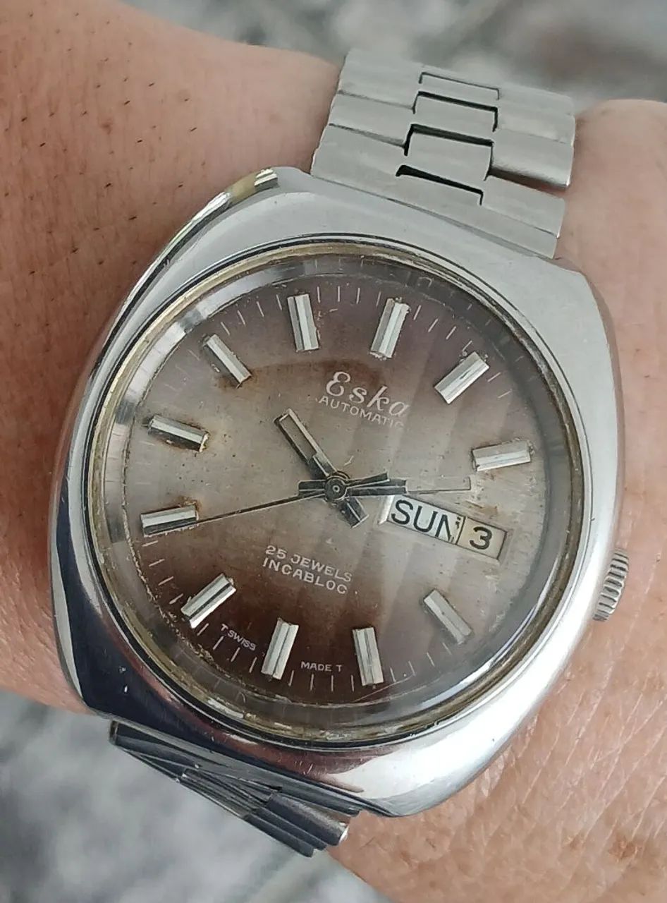 Relógio antigo suíço original ESKA SWISS MADE AUTOMÁTICO década de